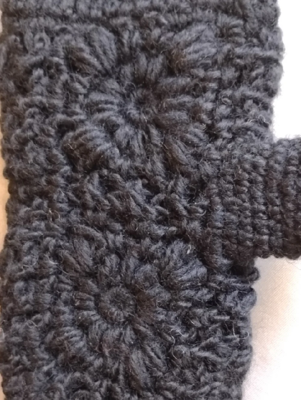 NWT Windhorse Nepal Floral Crochet Handwarmer Fingerless Gloves Lined Black
